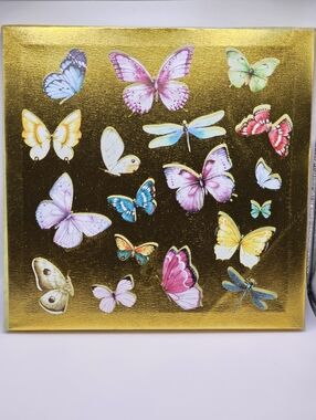 Butterfly & Dragonfly Gold Wall Art Canvas